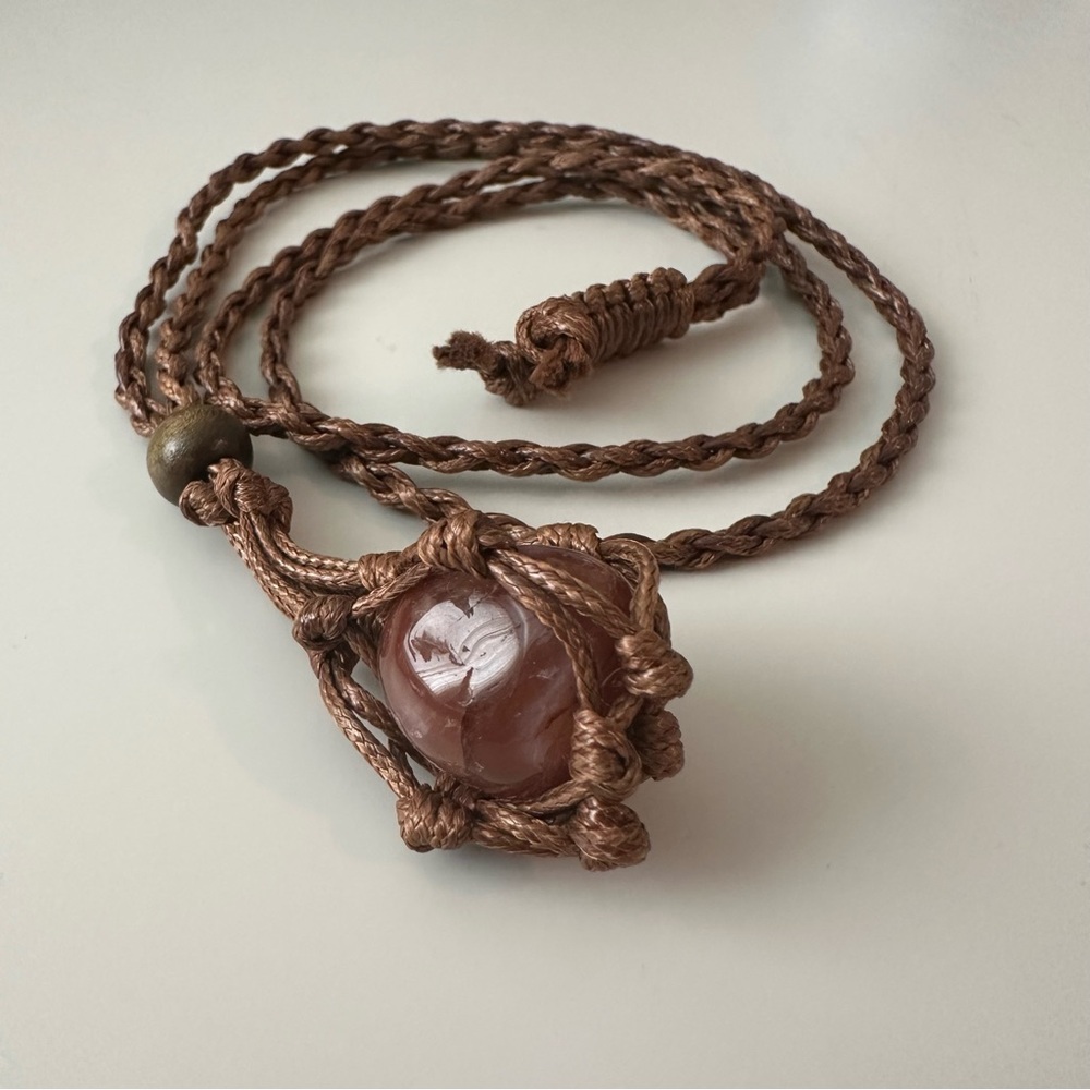 Handcrafted Brown Stone Pendant Necklace
